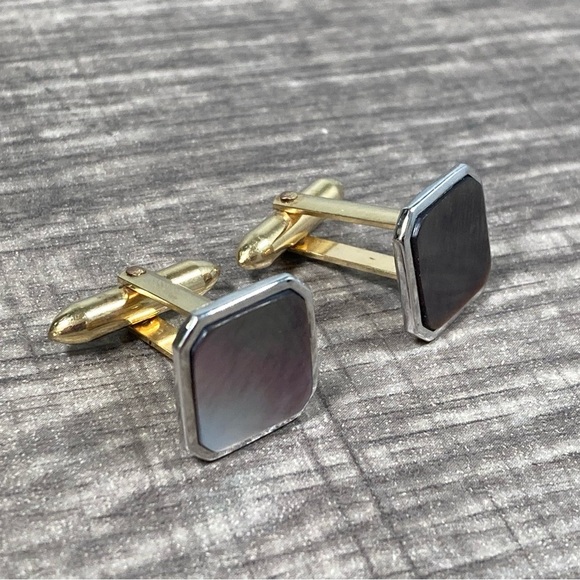 Vintage Abalone 1/20 14K Gold Filled Cuff Links Signed Correct - Picture 4 of 9